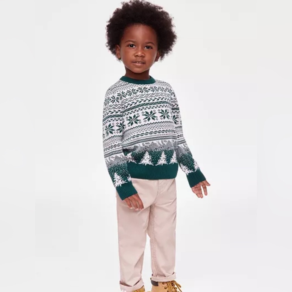 Holiday Lane Toddler Boys Fair Isle Crewneck Sweater Sz 4